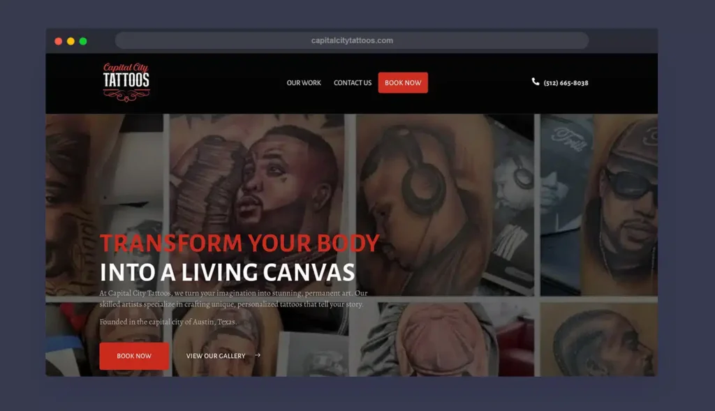 Capital City Tattoos homepage